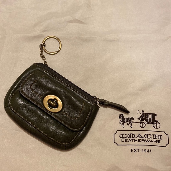 COPY - NWOT Coach Legacy Stripe 65th Anniversary Green Leather Keychain Fob Coi… - Picture 1 of 12